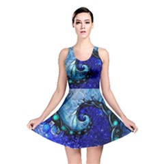 Nocturne Of Scorpio, A Fractal Spiral Painting Reversible Skater Dress by jayaprime