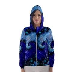 Nocturne Of Scorpio, A Fractal Spiral Painting Hooded Wind Breaker (women) by jayaprime