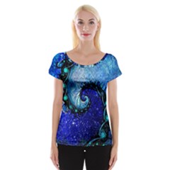 Nocturne Of Scorpio, A Fractal Spiral Painting Cap Sleeve Tops by jayaprime