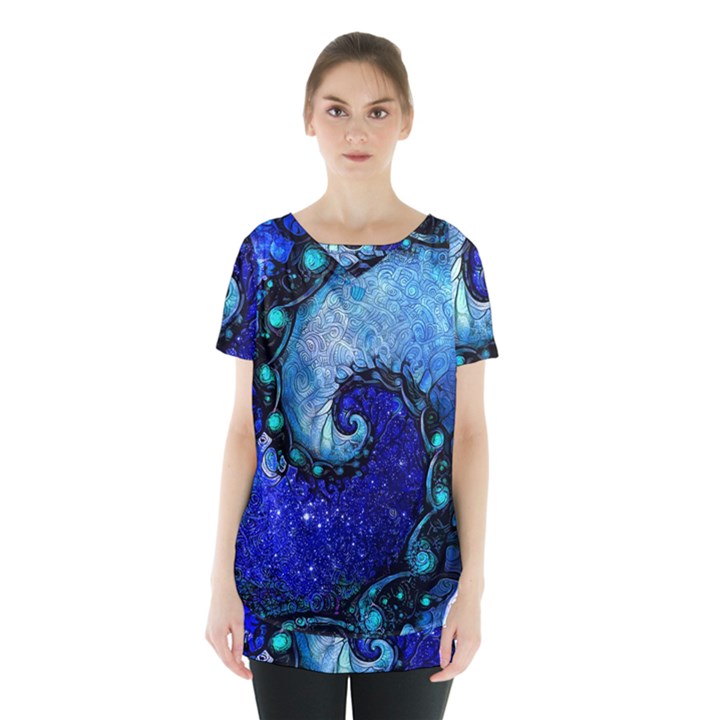 Nocturne of Scorpio, a Fractal Spiral Painting Skirt Hem Sports Top