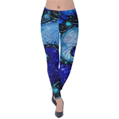 Nocturne Of Scorpio, A Fractal Spiral Painting Velvet Leggings by jayaprime