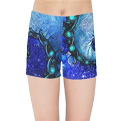 Nocturne Of Scorpio, A Fractal Spiral Painting Kids Sports Shorts by jayaprime