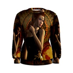 Wonderful Steampunk Women With Clocks And Gears Women s Sweatshirt by FantasyWorld7