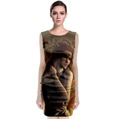 Wonderful Steampunk Women With Clocks And Gears Classic Sleeveless Midi Dress by FantasyWorld7