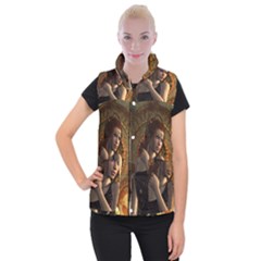 Wonderful Steampunk Women With Clocks And Gears Women s Button Up Puffer Vest by FantasyWorld7