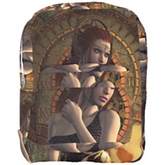 Wonderful Steampunk Women With Clocks And Gears Full Print Backpack by FantasyWorld7
