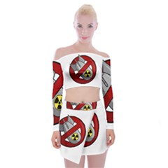 No Nuclear Weapons Off Shoulder Top With Mini Skirt Set by Valentinaart