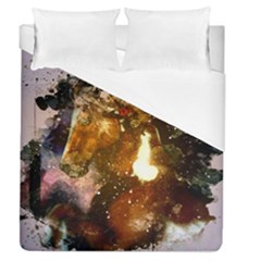 Wonderful Horse In Watercolors Duvet Cover (queen Size) by FantasyWorld7