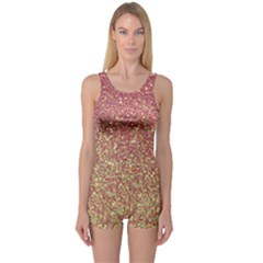 Rose Gold Sparkly Glitter Texture Pattern One Piece Boyleg Swimsuit by paulaoliveiradesign