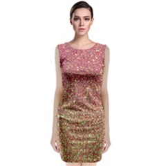 Rose Gold Sparkly Glitter Texture Pattern Sleeveless Velvet Midi Dress by paulaoliveiradesign