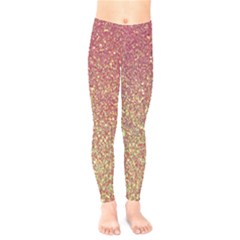 Rose Gold Sparkly Glitter Texture Pattern Kids  Legging by paulaoliveiradesign