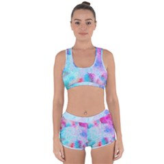 Pink And Purple Galaxy Watercolor Background  Racerback Boyleg Bikini Set by paulaoliveiradesign