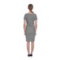 Black And White Waves Illusion Pattern Classic Short Sleeve Midi Dress View2