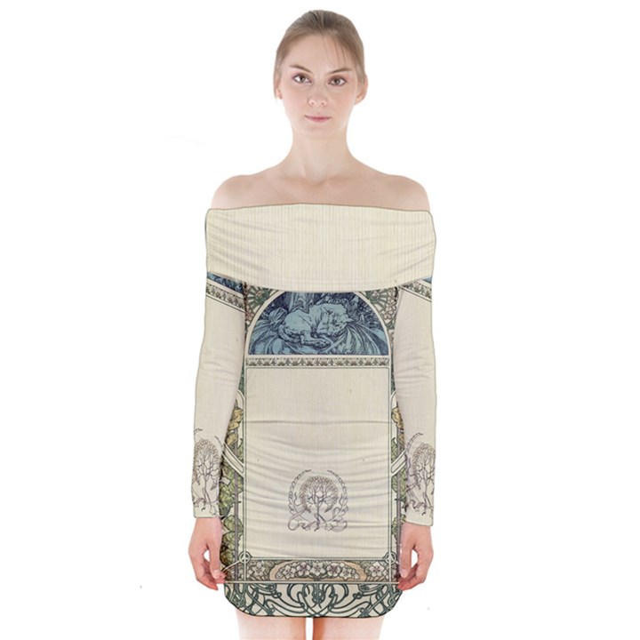 Art nouveau Long Sleeve Off Shoulder Dress