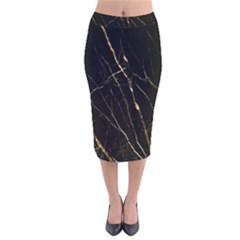 Black Marble Velvet Midi Pencil Skirt by NouveauDesign