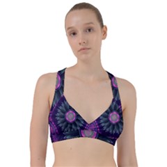 Beautiful Hot Pink And Gray Fractal Anemone Kisses Sweetheart Sports Bra by jayaprime