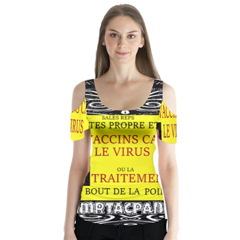 Vaccine  Story Mrtacpans Butterfly Sleeve Cutout Tee  by MRTACPANS