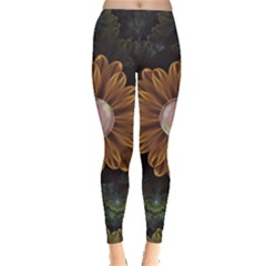 Abloom In Autumn Leaves With Faded Fractal Flowers Leggings  by jayaprime