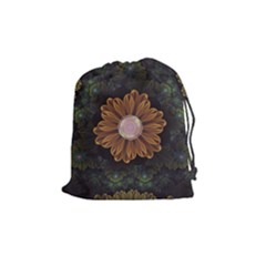 Abloom In Autumn Leaves With Faded Fractal Flowers Drawstring Pouches (medium)  by jayaprime