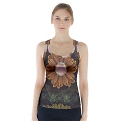 Abloom In Autumn Leaves With Faded Fractal Flowers Racer Back Sports Top by jayaprime