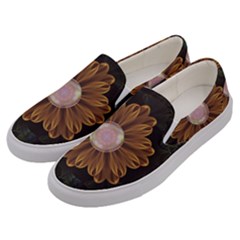 Abloom In Autumn Leaves With Faded Fractal Flowers Men s Canvas Slip Ons by jayaprime