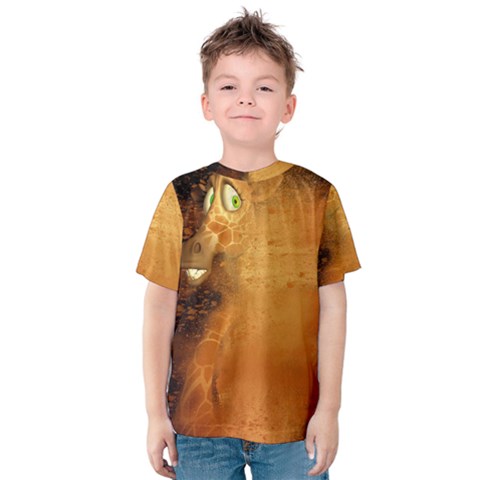 The Funny, Speed Giraffe Kids  Cotton Tee by FantasyWorld7