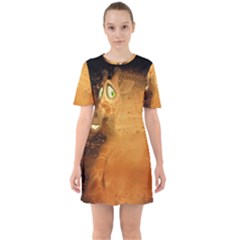 The Funny, Speed Giraffe Sixties Short Sleeve Mini Dress by FantasyWorld7