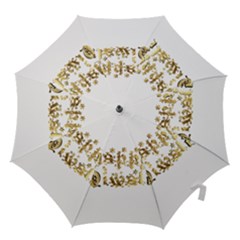 Happy Diwali Gold Golden Stars Star Festival Of Lights Deepavali Typography Hook Handle Umbrellas (large) by yoursparklingshop