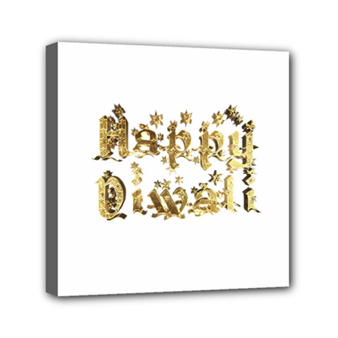 Happy Diwali Gold Golden Stars Star Festival Of Lights Deepavali Typography Mini Canvas 6  X 6  by yoursparklingshop