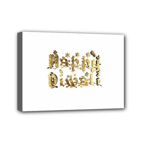 Happy Diwali Gold Golden Stars Star Festival Of Lights Deepavali Typography Mini Canvas 7  X 5  by yoursparklingshop