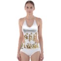 Happy Diwali Gold Golden Stars Star Festival Of Lights Deepavali Typography Cut-Out One Piece Swimsuit View1