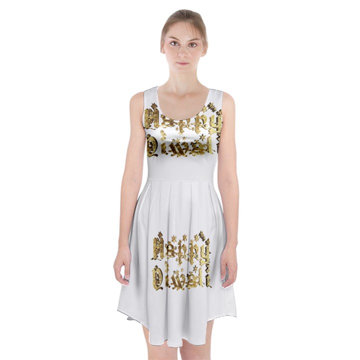 Happy Diwali Gold Golden Stars Star Festival Of Lights Deepavali Typography Racerback Midi Dress