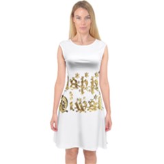 Happy Diwali Gold Golden Stars Star Festival Of Lights Deepavali Typography Capsleeve Midi Dress by yoursparklingshop