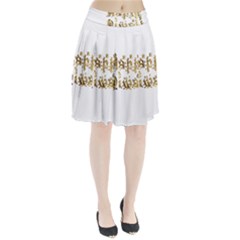 Happy Diwali Gold Golden Stars Star Festival Of Lights Deepavali Typography Pleated Skirt by yoursparklingshop