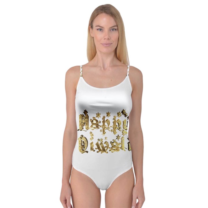 Happy Diwali Gold Golden Stars Star Festival Of Lights Deepavali Typography Camisole Leotard 