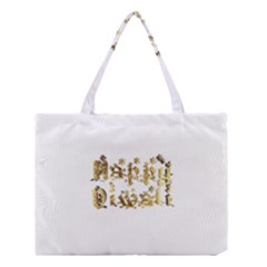 Happy Diwali Gold Golden Stars Star Festival Of Lights Deepavali Typography Medium Tote Bag by yoursparklingshop