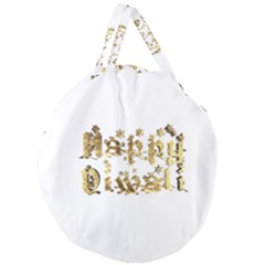 Happy Diwali Gold Golden Stars Star Festival Of Lights Deepavali Typography Giant Round Zipper Tote by yoursparklingshop