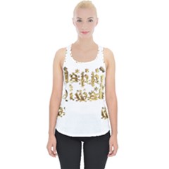 Happy Diwali Gold Golden Stars Star Festival Of Lights Deepavali Typography Piece Up Tank Top by yoursparklingshop