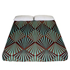 Art deco teal brown Fitted Sheet (California King Size)