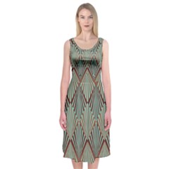 Art deco teal brown Midi Sleeveless Dress