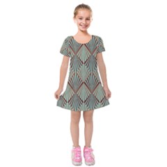 Art deco teal brown Kids  Short Sleeve Velvet Dress