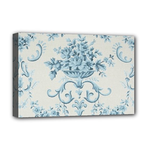 Blue Vintage Floral  Deluxe Canvas 18  X 12   by NouveauDesign