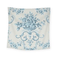 Blue Vintage Floral  Square Tapestry (small) by NouveauDesign