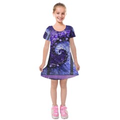 Beautiful Violet Spiral For Nocturne Of Scorpio Kids  Short Sleeve Velvet Dress by jayaprime