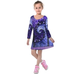 Beautiful Violet Spiral For Nocturne Of Scorpio Kids  Long Sleeve Velvet Dress by jayaprime