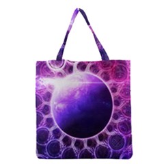 Beautiful Violet Nasa Deep Dream Fractal Mandala Grocery Tote Bag by jayaprime