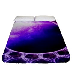 Beautiful Violet Nasa Deep Dream Fractal Mandala Fitted Sheet (king Size) by jayaprime