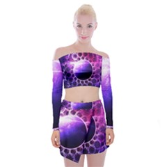 Beautiful Violet Nasa Deep Dream Fractal Mandala Off Shoulder Top With Mini Skirt Set by jayaprime