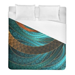 Beautiful Leather & Blue Turquoise Fractal Jewelry Duvet Cover (full/ Double Size) by jayaprime