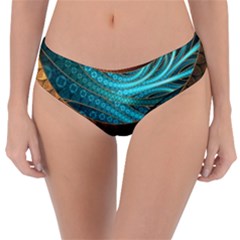 Beautiful Leather & Blue Turquoise Fractal Jewelry Reversible Classic Bikini Bottoms by jayaprime